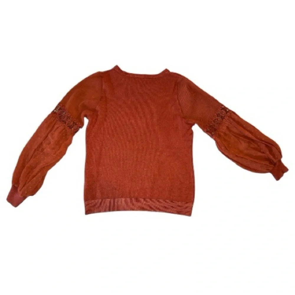 Sioni Milano size medium, Terracotta soft sweater, ornate sleeves